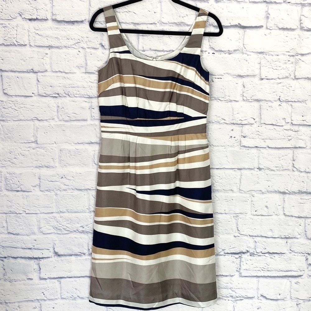 Banana Republic silk striped sleeveless dress 4 Tall NWT